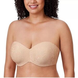 NEW Delimira Beige Strapless Bra Minimizer Bandeau Underwire Women’s Size 40F
